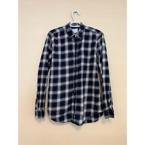 Five Four Black Gray White Plaid Flannel Button Front Shirt Men's Medium